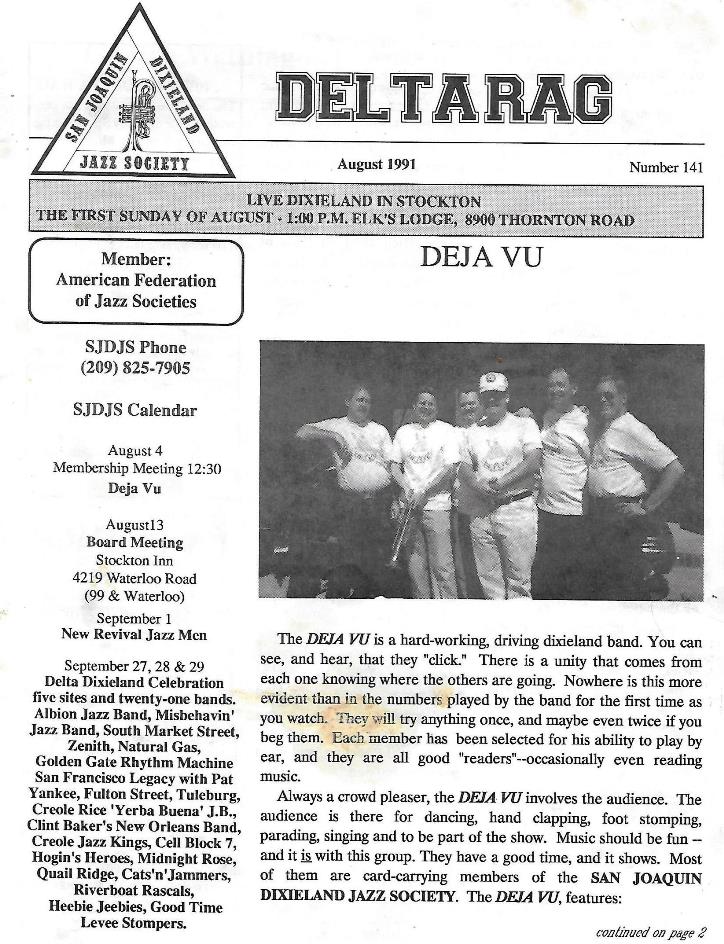 Cover photo of Aug 1991 DeltaRag Newsletter